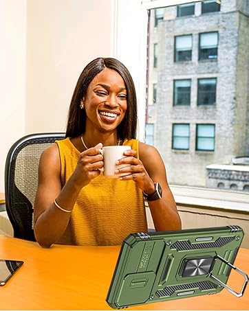 YmhxcY For iPhone 11 Case With 2*PET Screen Protector, Slide Camera Cover,360° Rotate Metal Stand, For Apple iPhone 11 6.1“-Black 18 Phone case with holder