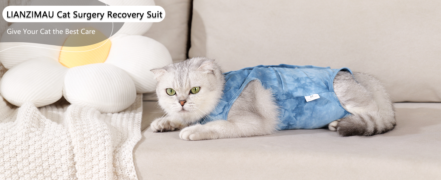 LIANZIMAU Cat Recovery Suit after Surgery Cat Bodysuit Medical Vest Cat
