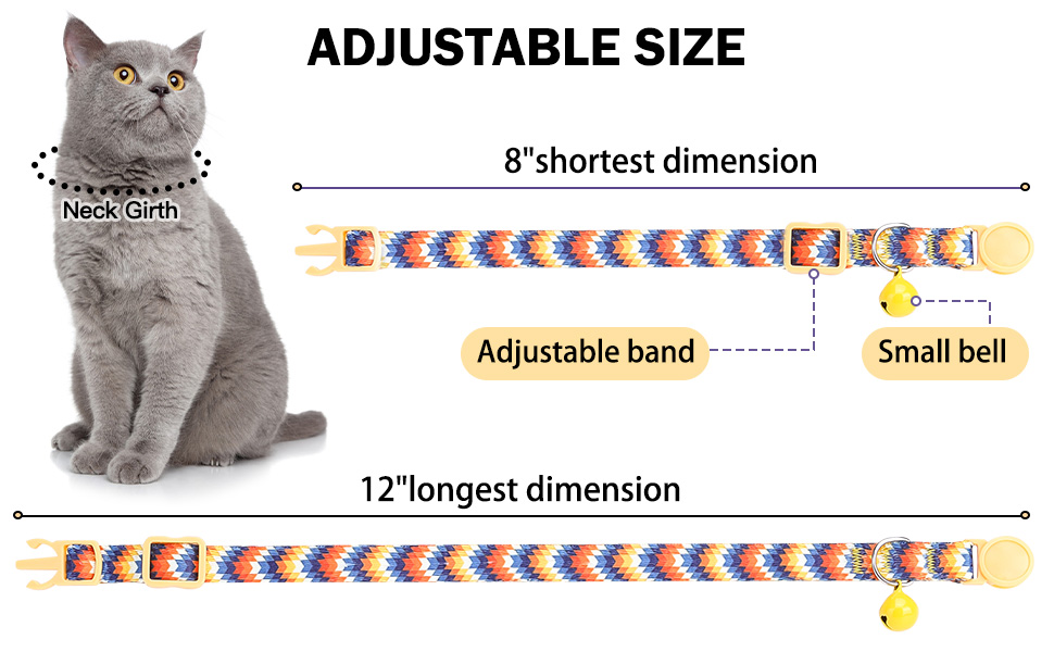 DILLYBUD Breakaway Cat Collars for Girl Boy Cats, Fall Winter All Weather Cat