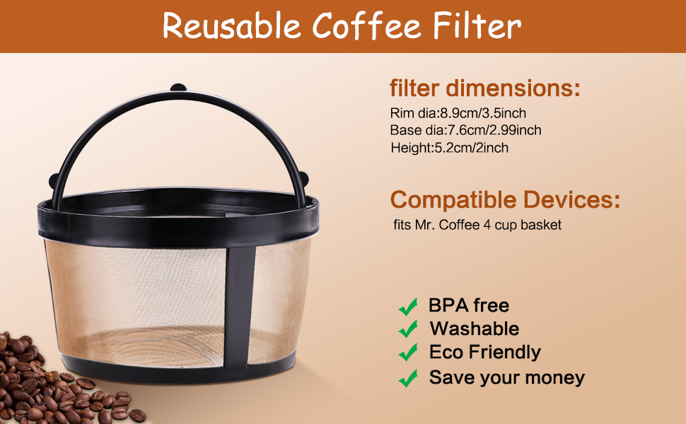 ÖSSZEFUT Reusable Coffee Filter, fits Mr. Coffee 4 Cup