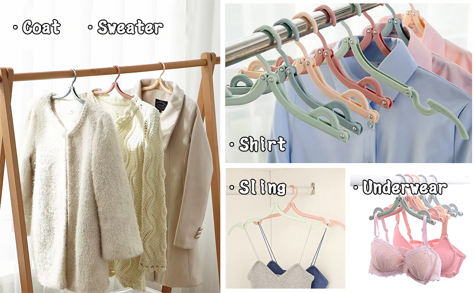 Travel Hangers, 10PCS Portable Travel Coat Hangers, 5 Color Plastic Travel Hangers Foldable