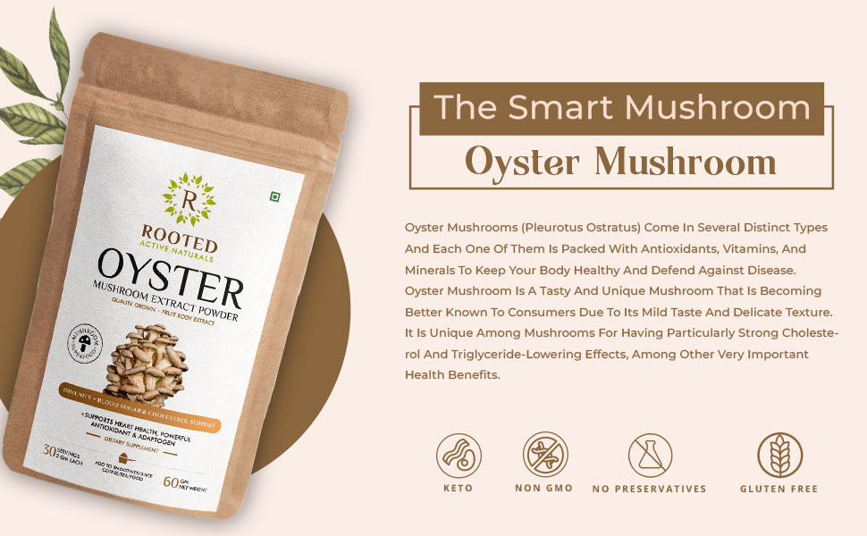 Rooted Oyster Mushroom Extract Powder Supports Immunity, Cardio Health