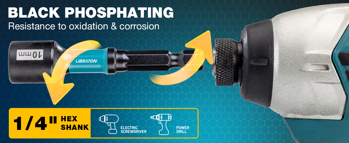 BLACK PHOSPHATING Resistance to oxidation corrosion 1/4" HEX SHANK ELECTRIC SCREWDRIVER POWER DRILL