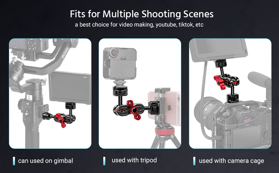 MOSHUSO T130 Aluminum Camera Field Monitor Mount Articulating Magic Arm, with 1/4
