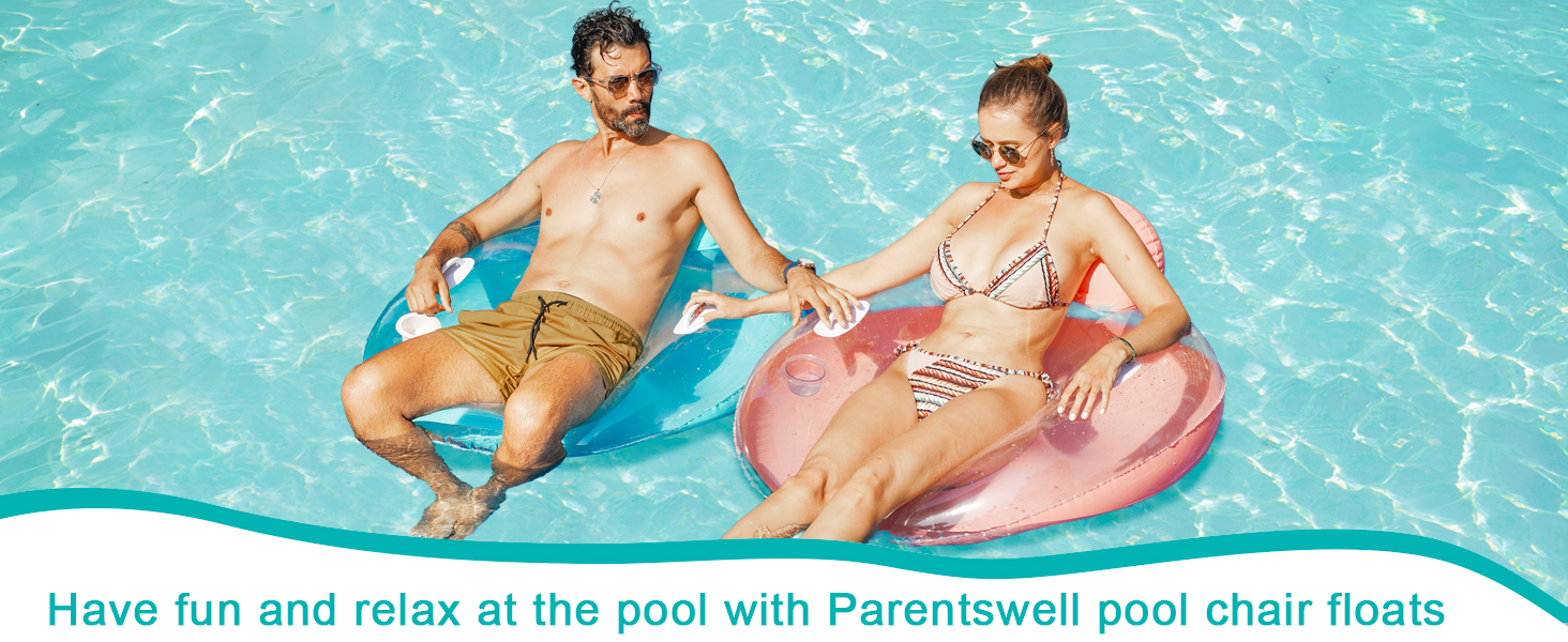 PARENTSWELL Inflatable River Tube Pool Floats, 2 Pack Pool