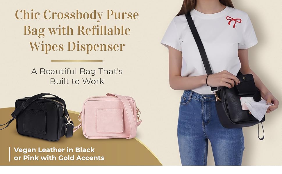 Crossbody Purse With Multipurpose Wipe Dispenser