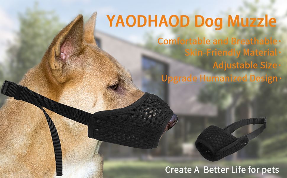 YAODHAOD Dog Muzzle, Breathable Soft Nylon Muzzle for