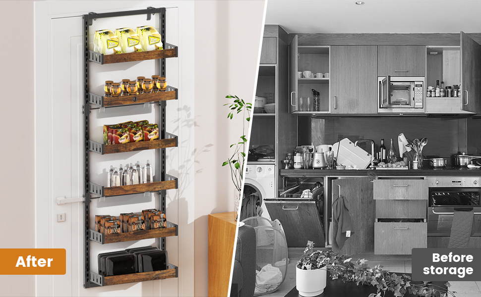 LEOIFE Over The Door Pantry Organizer,6Tier Adjustable Pantry Door Organizer,Can Be