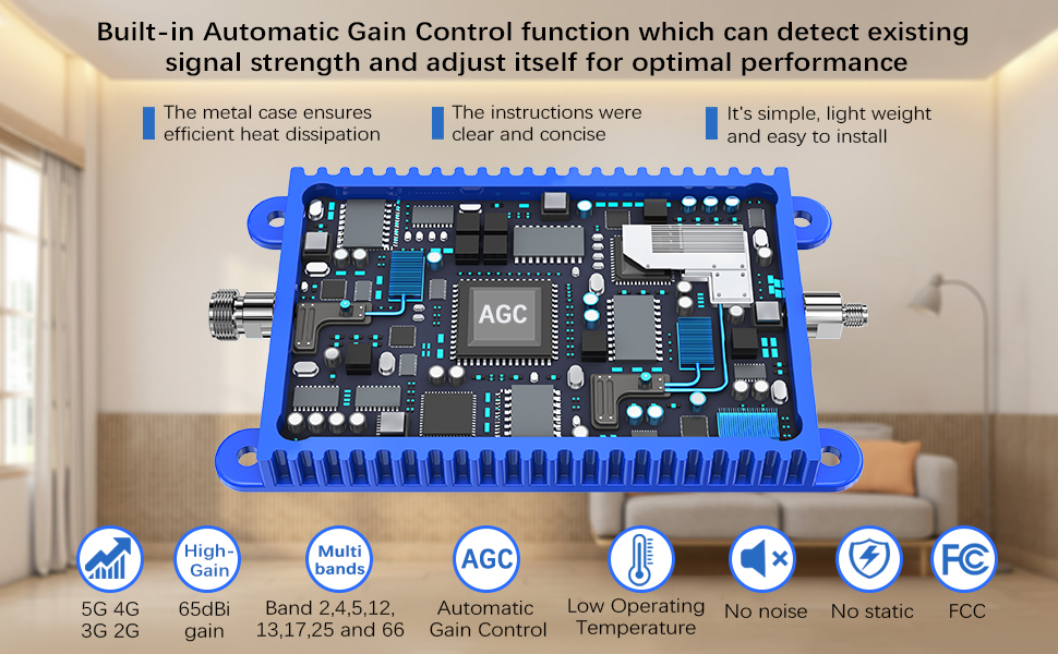 Home 5G 4G Cell Phone Signal Booster Cover up to 4,500 sq.ft Boosts Band 2,4,5