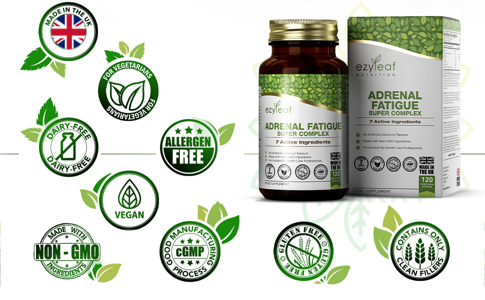 Ezyleaf Adrenal Fatigue Supplement Schisandra Ginseng Tyrosine