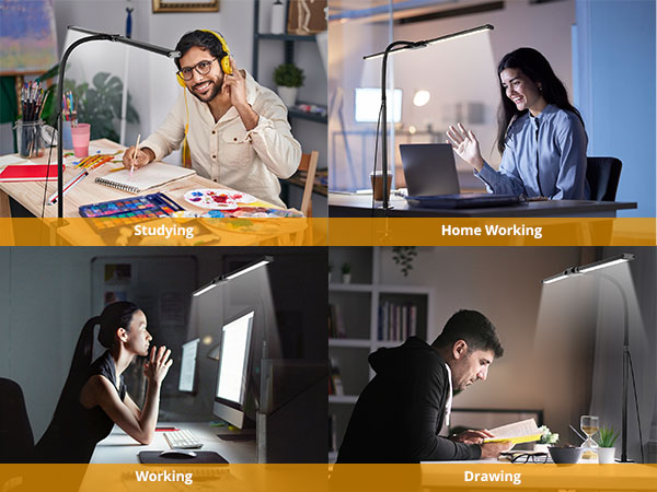 four people working at a desk