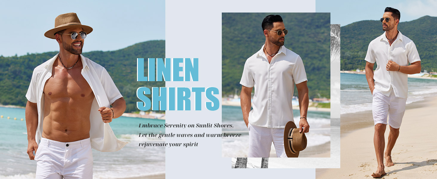 mens short sleeve linen button down shirt