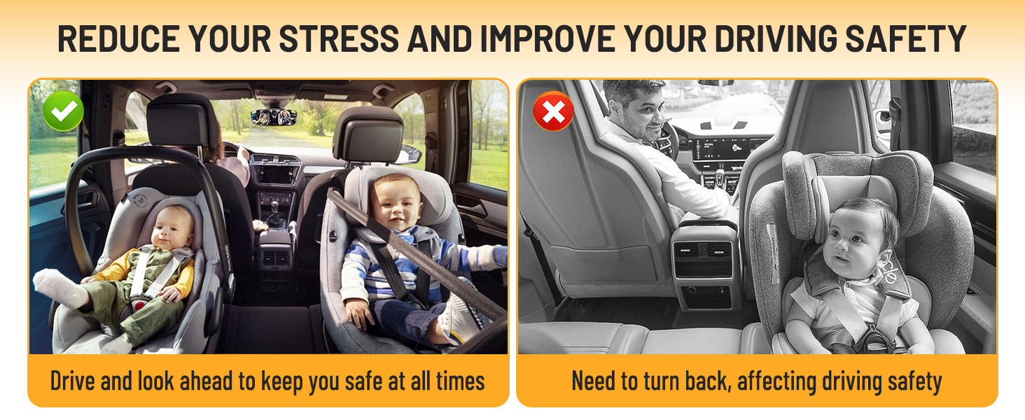 Baby Essentials Deals Rukie Baby Car Mirror - Quick And Easy To Install, Wide Crystal Clear View, Shatterproof, 360 Rotation, Rear Facing Hook Clip Design Rotating Car Seat