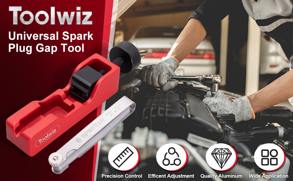 Toolwiz Spark Plug Gapper with 32 Blade Steel Feeler Gauge