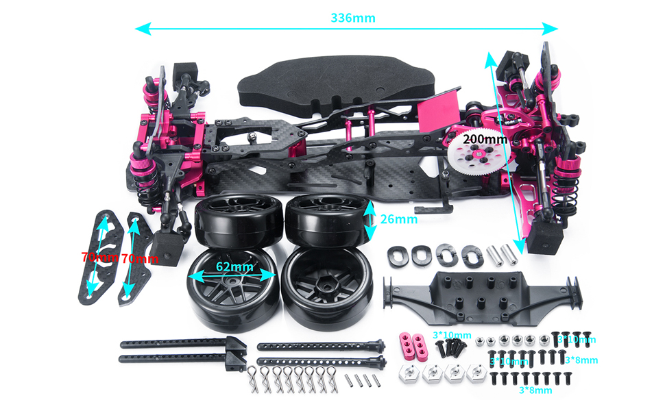 Amazon.com: MOHERO Metal Alloy & Carbon Fiber Chassis Frame Kit