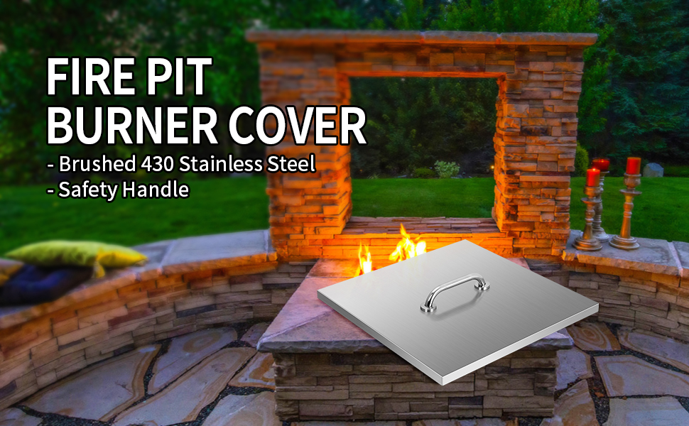 Migoda Fire Pit Burner Pan Cover 21 x 21 Inch, 430
