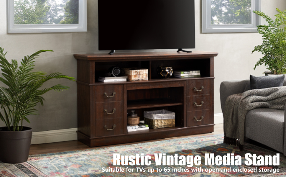 RFOGJV Vintage Farmhouse TV Stand for TVs up to 65