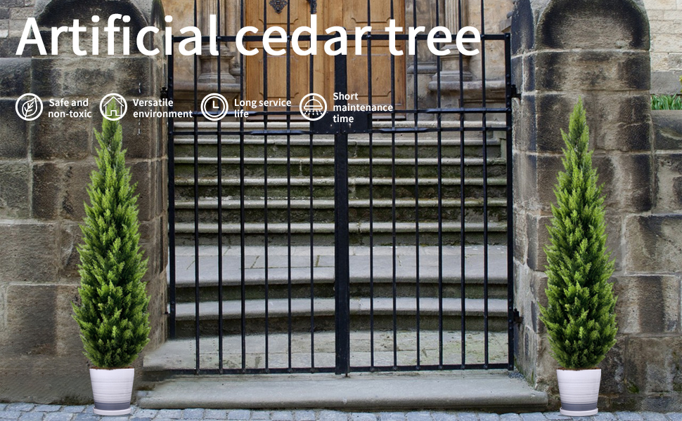 AfanD Artificial Cedar Trees 4ft(2pack) Indoor Outdoor UV