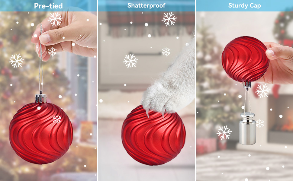 40ct Christmas Tree Balls Ornaments 70mm Ball Assorted Xmas