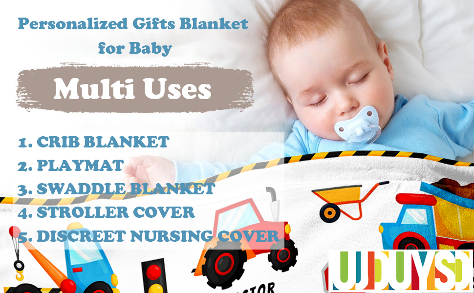 UJDUYSD Personalized Baby Blanket for Boys, Custom Baby