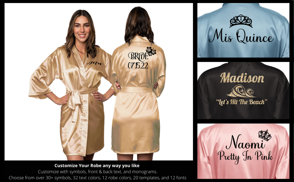 Front and Back Personalized Robes for Women and Womens Plus