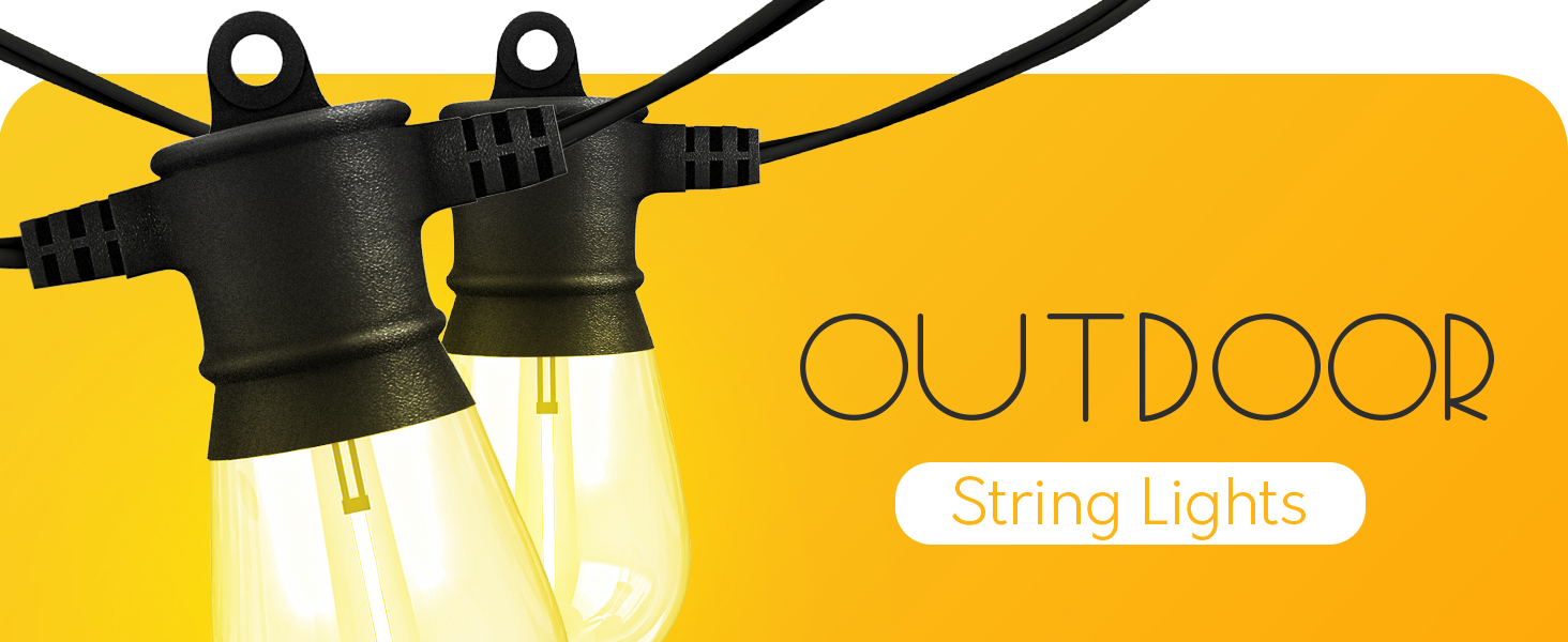 Banord 51FT Outdoor String Lights, Waterproof Patio Lights with 18