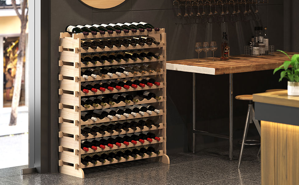 sogesfurniture Floor Wine Racks, Stackable Modular Wine Rack Large Wine