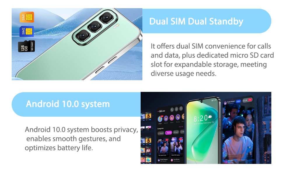 4G mini Smartphone Unlocked for Kids, 4.0 inch HD Display, 3GB RAM+32GB ROM,Dual SIM Dual Camera,Android 10.0,WiFi,Bluetooth,GPS Pocket (Blue) 20 3