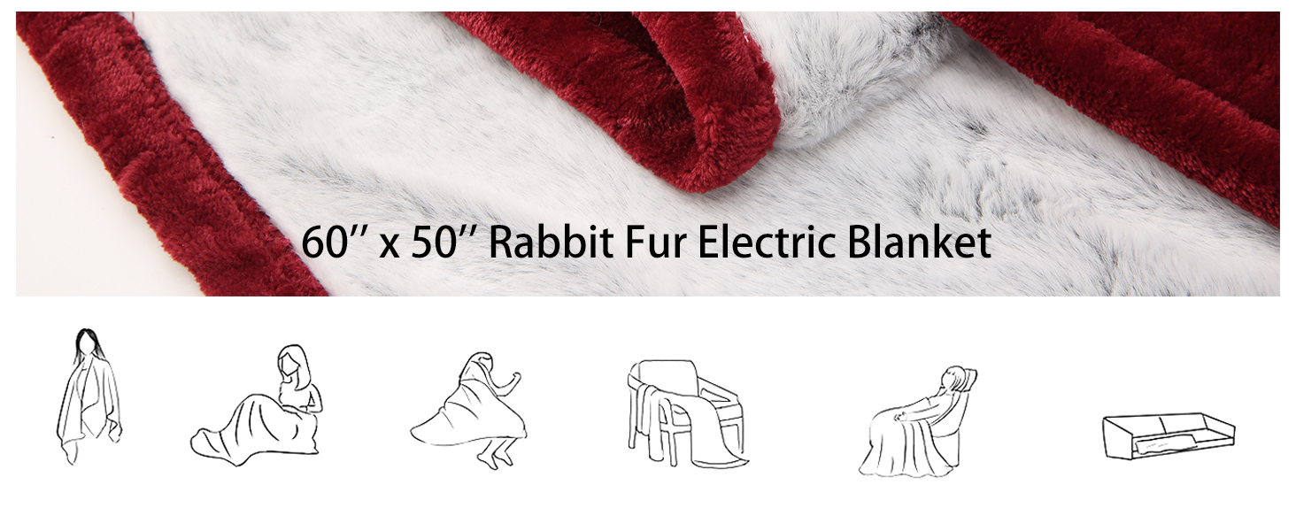 BOPLIFE Artificial Rabbit Fur Electric Blanket Heating