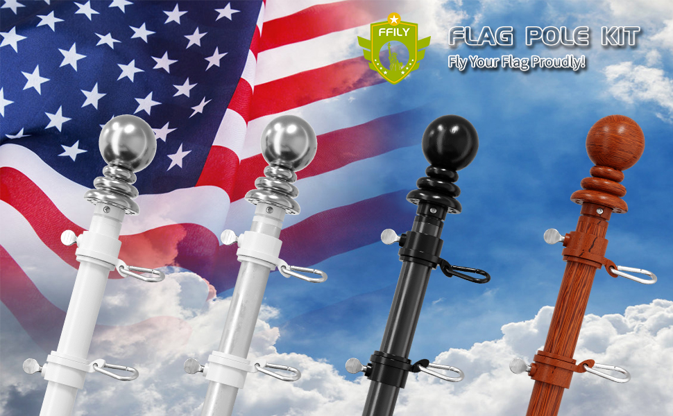 6 FT Flag Poles for 3x5 Flags Outdoor, Flag Pole for
