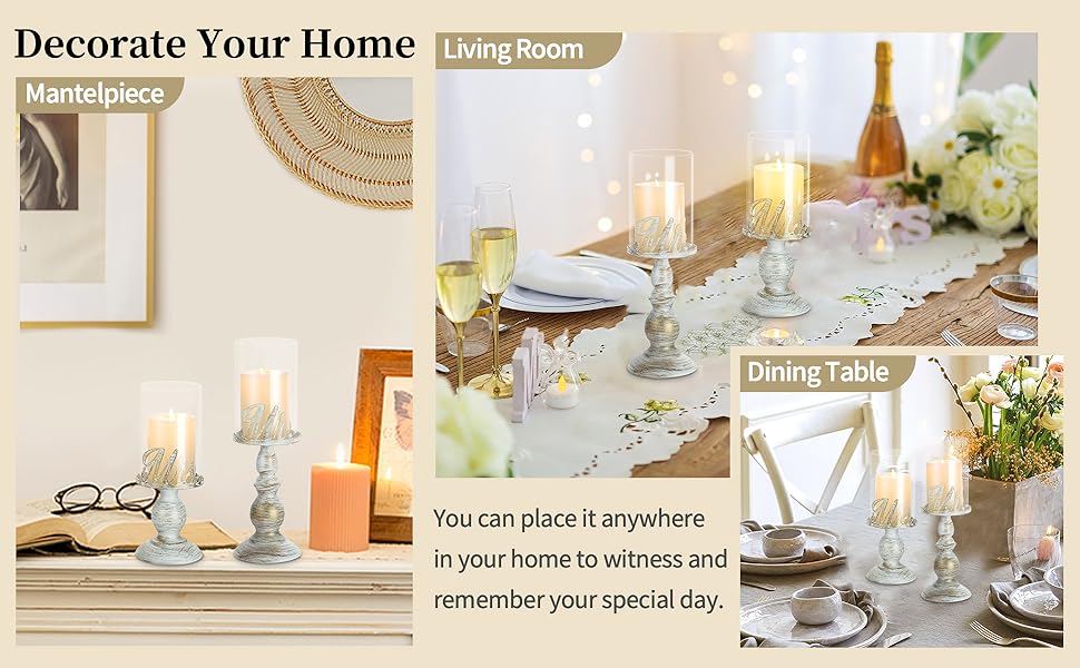 Nuptio Pillar Candle Holders Hurricane Candle Holders for