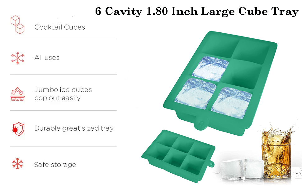 Buy KARP Flexible Silicone Ice Cube Tray Square 6 Cavity Ice Cube