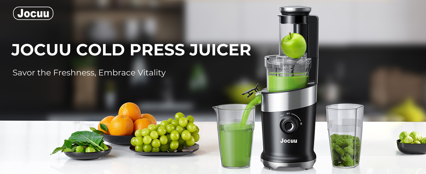Jocuu Cold Press Juicer Machine with Large Feeding Chute, Slow Masticating Juicer