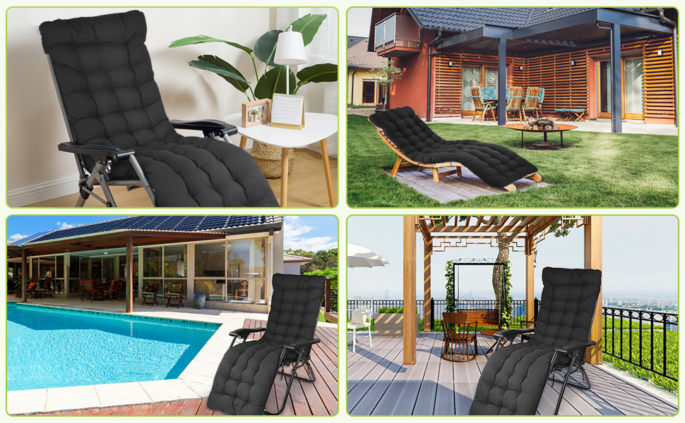 wawofun Sun Lounger Cushions Only, Garden Sunlounger Cushions 170x53 CM
