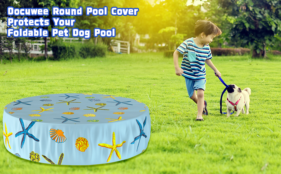 Docuwee Round Pool Cover 32", Foldable Kiddie Solar Cover