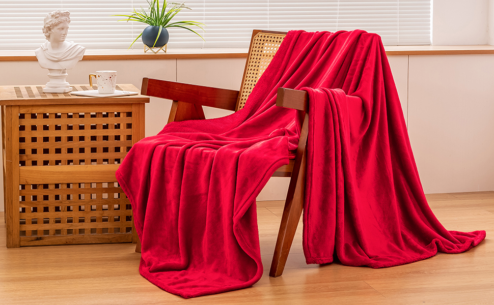 RUIKASI Red Fleece Twin Blanket Bed Soft Cozy Fuzzy Plush