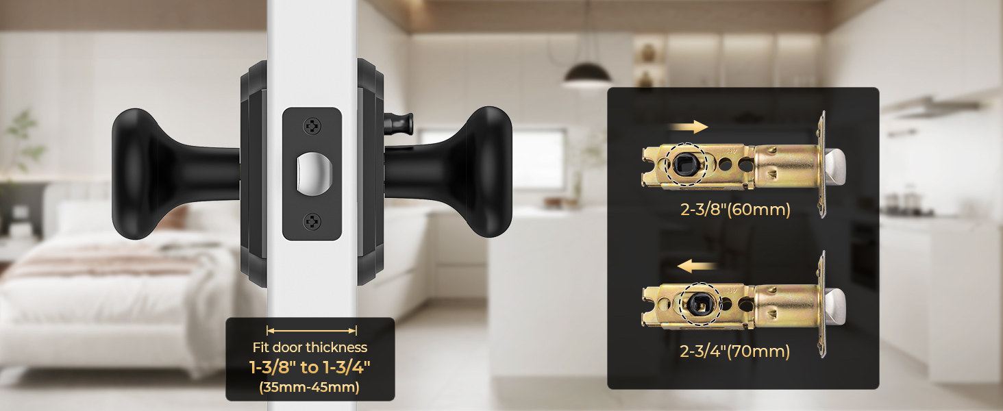 Mensarix Matte Black Door Knob with Lock, Zinc-Alloy Heavy Duty Privacy ...