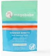 Megababe Cucumber Mint Shower Sheets | Individually Wrapped Body Cleansing Cloths | 10 Wipes (Pac...