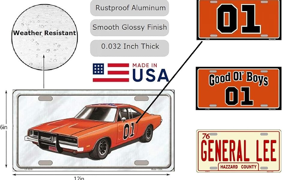 爆発デューク ライセンスプレート Amazon.com: Dukes of Hazzard | '83 CNH 320 | Metal Stamped