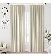 ChrisDowa Pinch Pleated Curtains Blackout Curtains for Bedroom 84 Inch Length 2 Panels Farmhouse ...