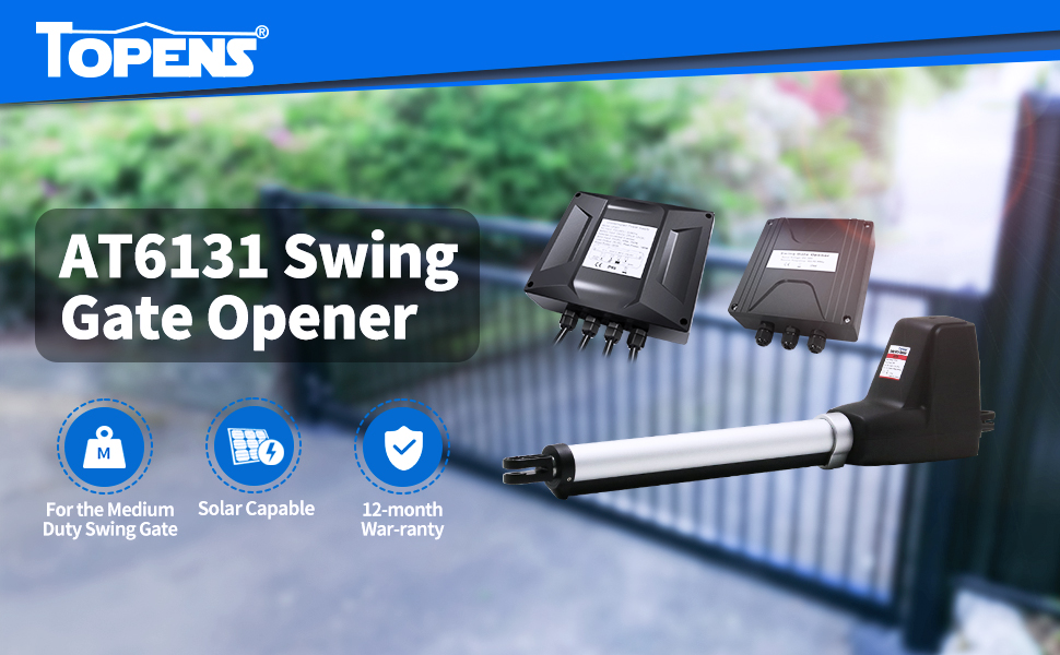 TOPENS AT6131 Single Swing Gate Opener Medium Duty Automatic Gate Motor