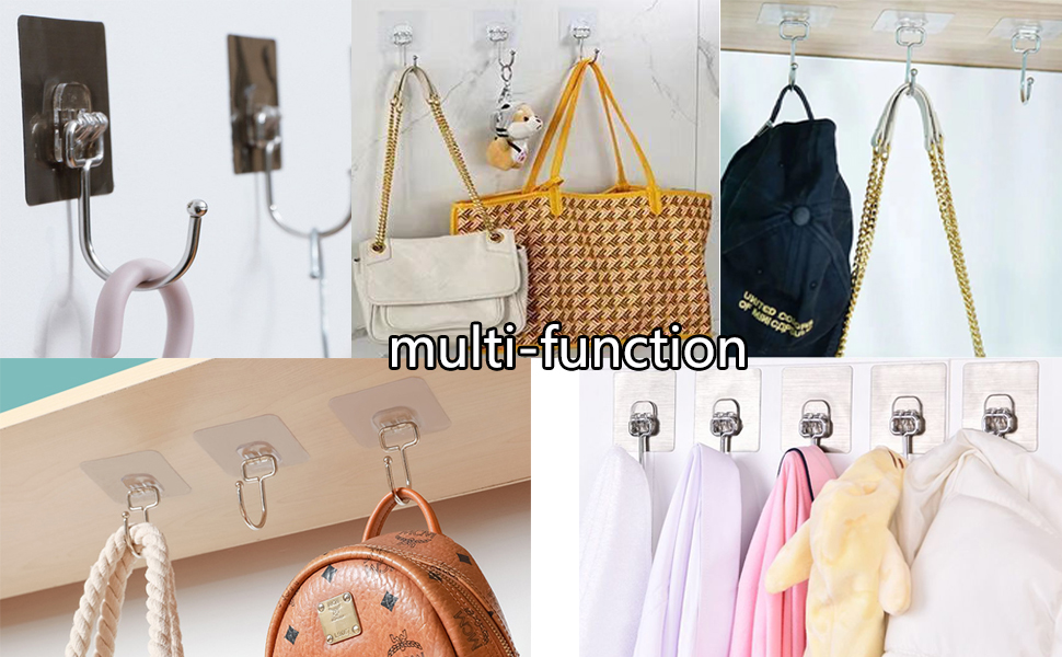 BAIEUEJO 20 Pieces Transparent Adhesive Hooks, No Drilling Adhesive