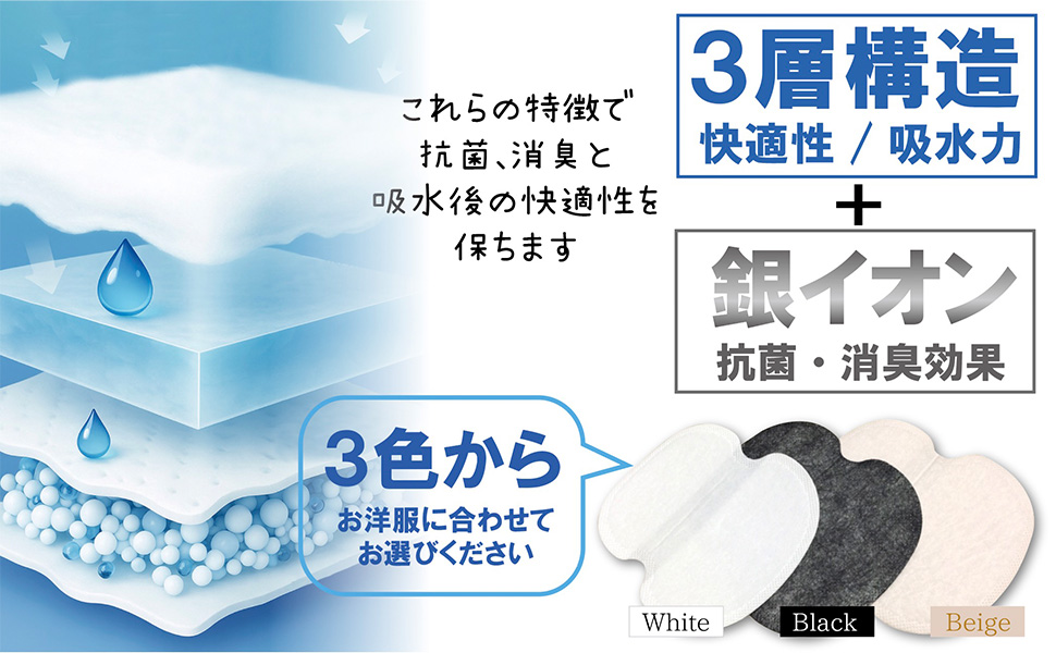 脇汗パッド 【10枚パック】汗多め用 無香料 抗菌 消臭 防臭シート Amazon | Luna & Stella あせわきパッド 汗わきパット 脇汗