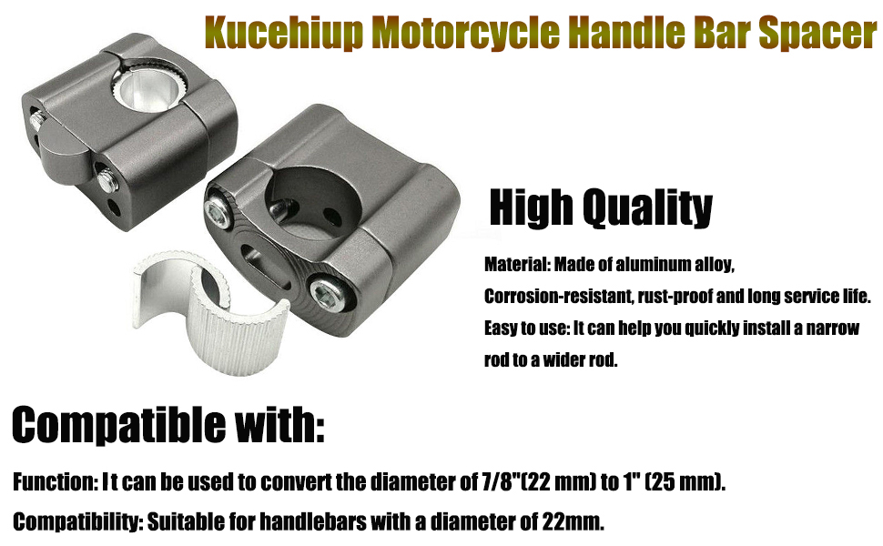 Kucehiup Handlebar Shim 7/8" Handlebars to 1" Motorcycle