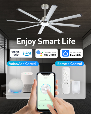 large smart ceiling fan with light