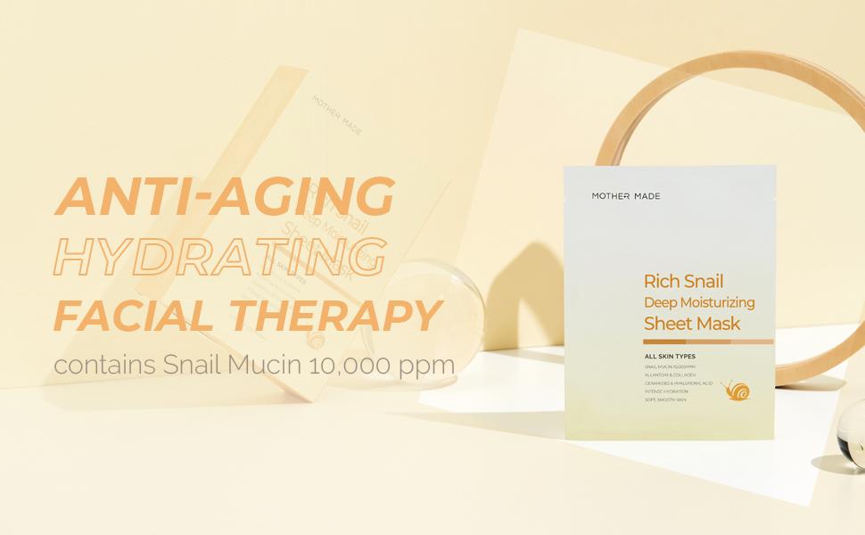mother made skincare deep moisturizing hydrating rich snail korean face sheet mask pack of 10