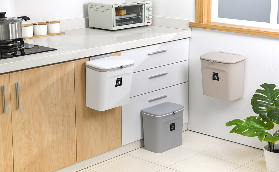 GIYIHKIO Kitchen Trash Can for Countertop or Under Sink, Mountable