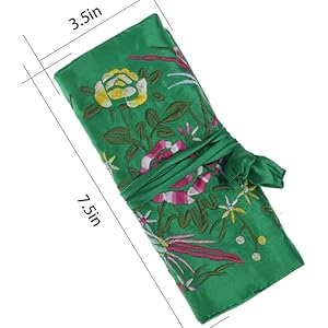Dark Green Travel Jewelry Roll——Size(1)