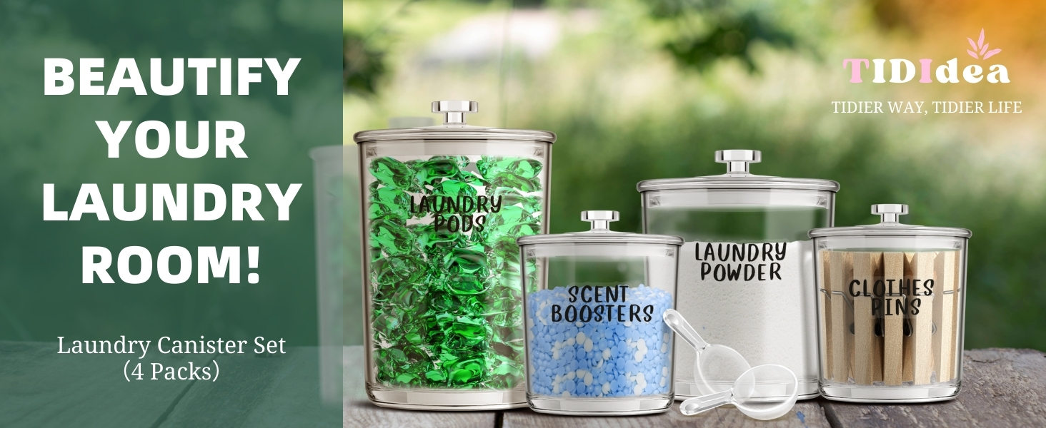TIDIdea 4Pack Laundry Room Organization Jars Laundry Storage