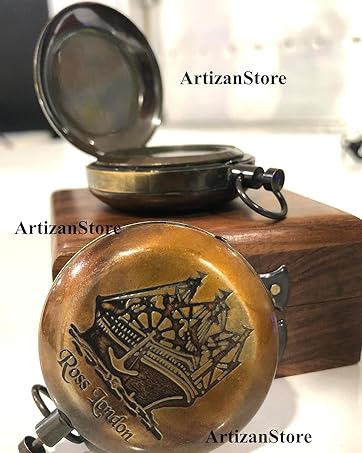 Brass Push Open Compass Steampunk Accessory Antiquated Finish